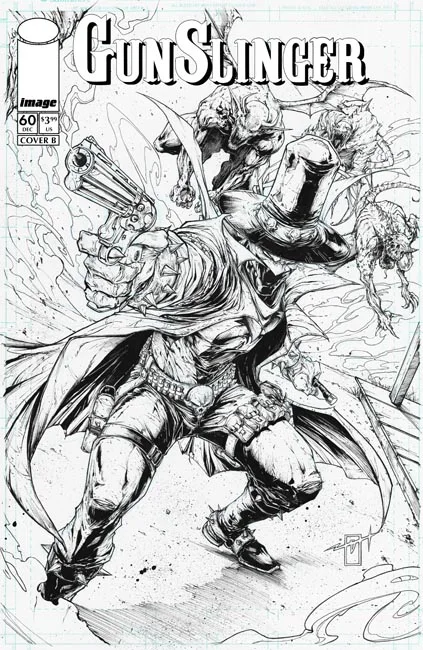Tapa de Gunslinger Spawn #60 · Cover B Jonathan Uribe Bandw Var