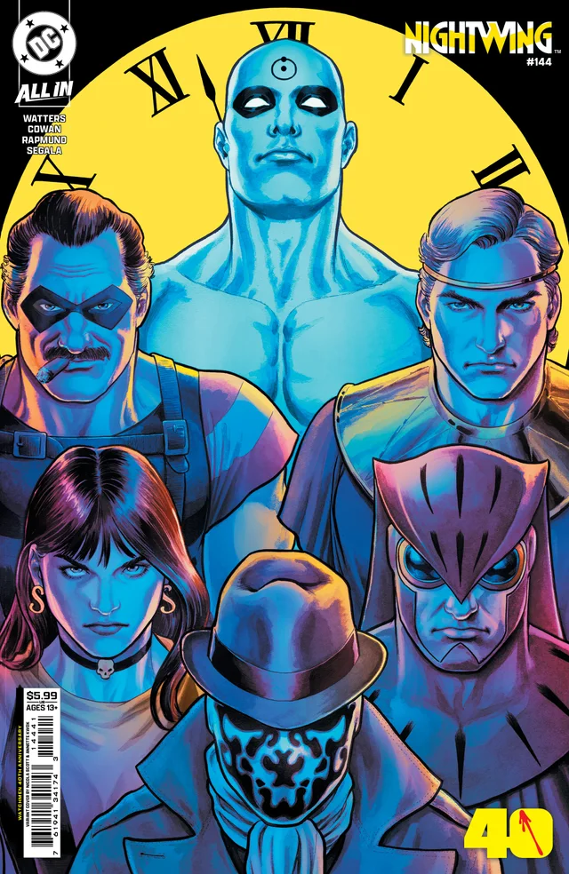 Tapa de Nightwing #144 · Cover D Nicola Scott Watchmen 40th Anniversary Card Stock Var