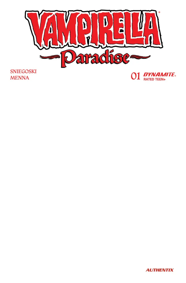 Tapa de Vampirella Paradise #1 · Cover G Blank Authentix Var