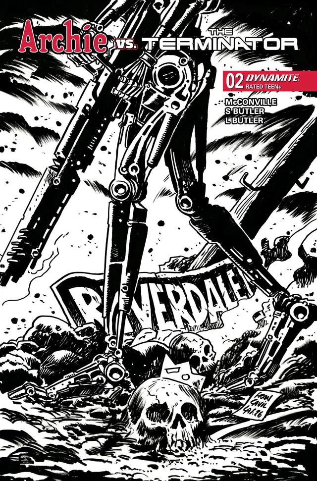 Tapa de Archie Vs The Terminator #2 · Cover K Francesco Francavilla Line Art Var