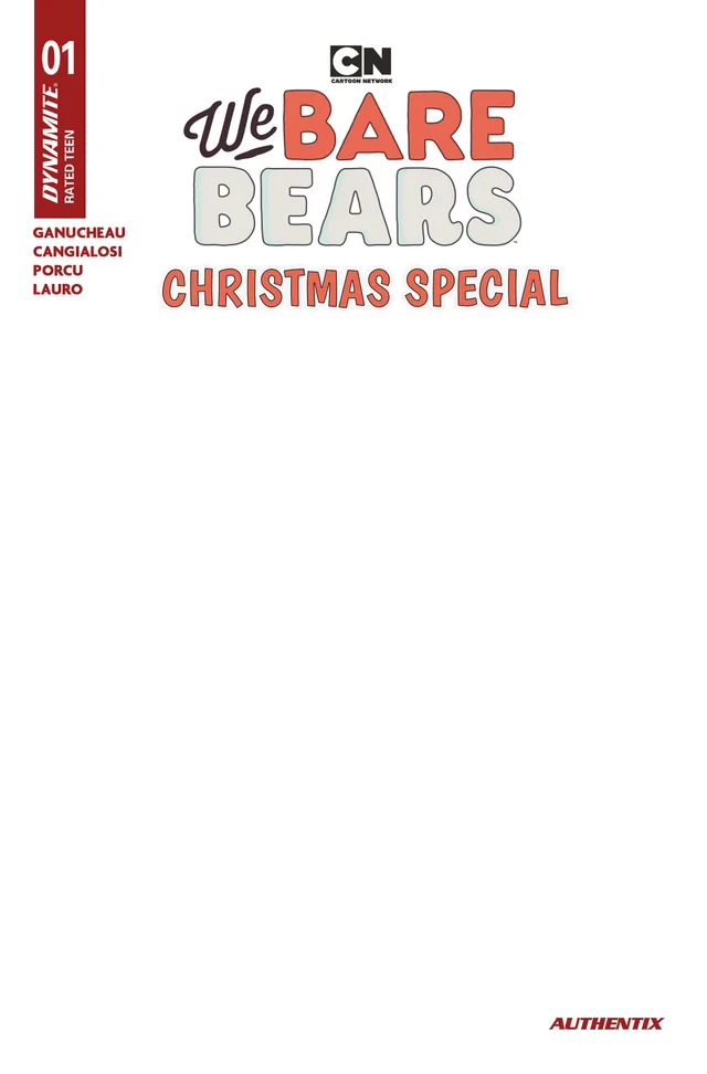 Tapa de We Bare Bears Christmas Special #1 · Cover E Blank Authentix Var
