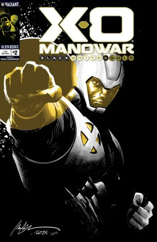 Tapa Cover A de X-O Manowar: Black, White And Gold #2