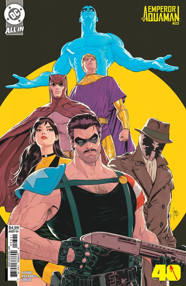 Tapa de Emperor Aquaman #23 · Cover D Mikel Janin Watchmen 40th Anniversary Card Stock Var