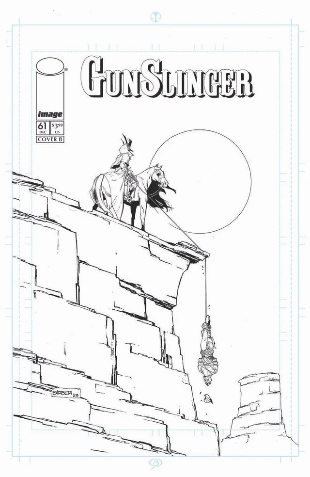 Tapa de Gunslinger Spawn #61 · Cover B Carlo Barberi Bandw Var