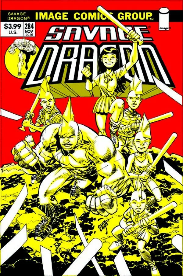 Tapa de Savage Dragon #284 · Cover B Erik Larsen 70s Throwback Var