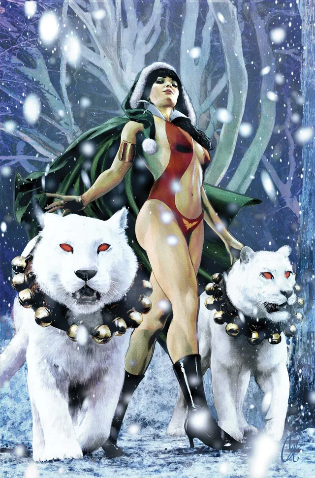 Tapa de Vampirella Helliday Special #2026 · Cover E Cat Staggs Metal Premium Var