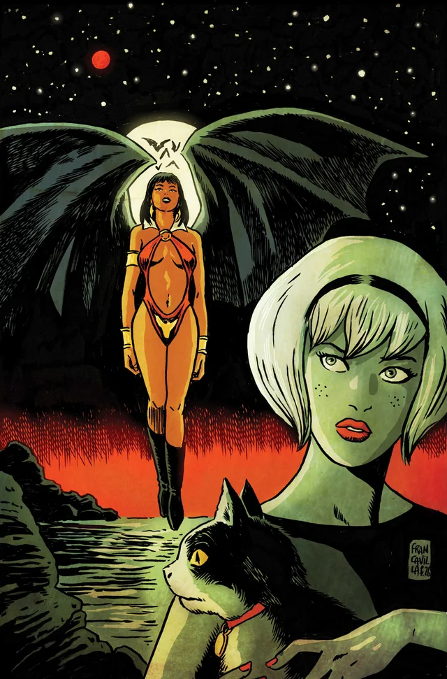 Tapa de Sabrina The Teenage Witch Vampirella #1 · Cover I Francesco Francavilla Metal Premium Var