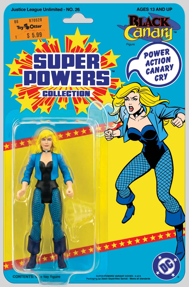 Tapa de Justice League Unlimited #26 · Cover E Jason Geyer And Alex Saviuk Black Canary Super Powers Action Figure Card Stock Var