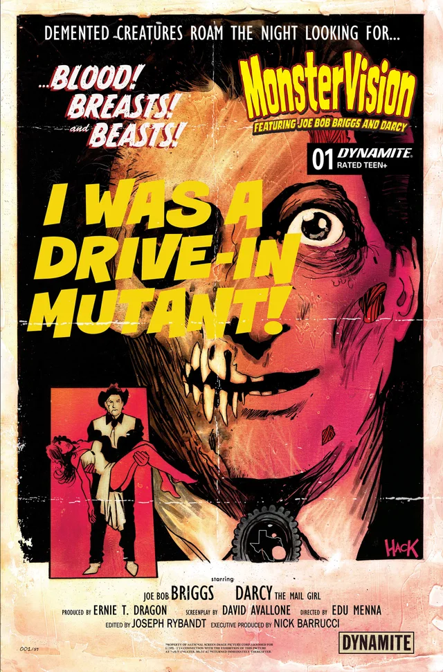 Tapa de Monstervision Featuring Joe Bob Briggs And Darcy #1 · Cover B Robert Hack Var